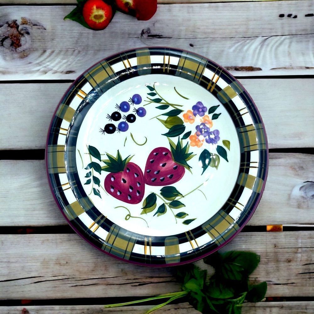 Oneida l Strawberry Plaid l 8” Salad Plate l Hand-painted l Replacement plate